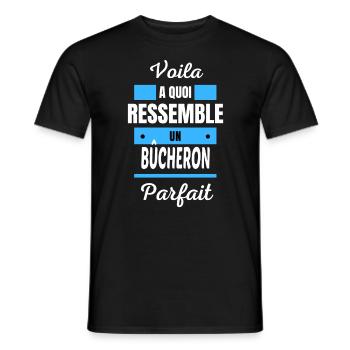 Voila a quoi ressemble un BÛCHERON parfait - T-shirt homme - noir - Devant - AI Model Male 178 light (178cm)