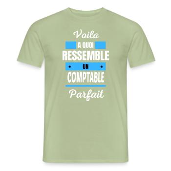 Voila a quoi ressemble un COMPTABLE parfait - T-shirt homme - vert sauge - Devant - AI Model Male 178 light (178cm)