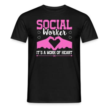 Travailleur social c’est un travail de cœur travailleur social - T-shirt homme - noir - Devant - AI Model Male 178 light (178cm)