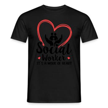 Travailleur social c’est un travail de cœur travailleur social - T-shirt homme - noir - Devant - AI Model Male 178 light (178cm)