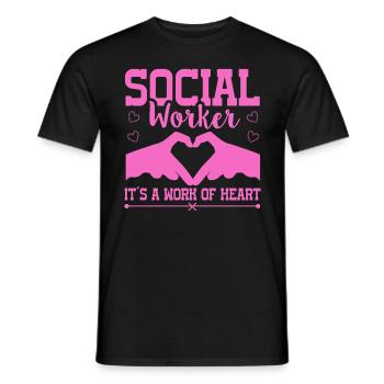Travailleur social c’est un travail de cœur travailleur social - T-shirt homme - noir - Devant - AI Model Male 178 light (178cm)