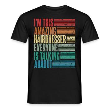Coiffeur Vintage Coiffeur Cadeau Rétro - T-shirt homme - noir - Devant - AI Model Male 178 light (178cm)