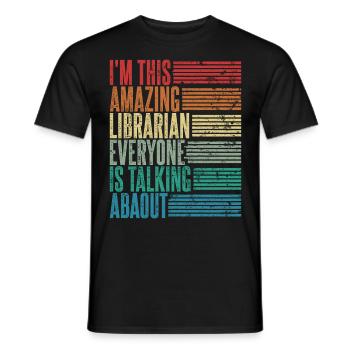 Vintage Bibliothécaire Bibliothécaire Cadeau Rétro - T-shirt homme - noir - Devant - AI Model Male 178 light (178cm)