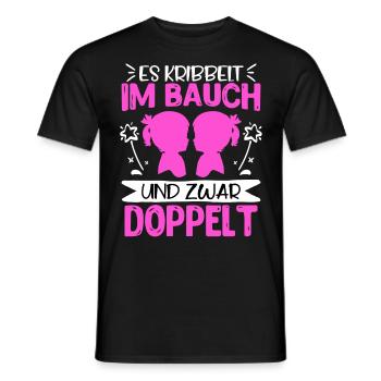 Werdende Mama 2024 Es krabbelt im Bauch doppelt - Männer T-Shirt - Schwarz - Vorne - AI Model Male 178 light (178cm)