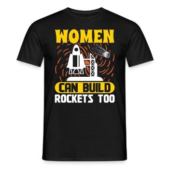 Aerospace Engineer Women Can Build Rockets Too - Men's T-Shirt - black - Front - AI Model Male 178 light (178cm)