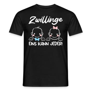 Zwillinge Eins kann Jeder! Zwillingsmama 2024 - Männer T-Shirt - Schwarz - Vorne - AI Model Male 178 light (178cm)