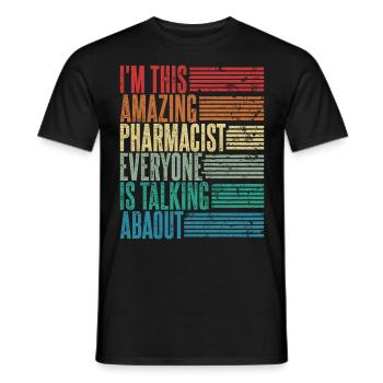 Vintage Pharmacist Pharmacist Gift Retro - Men's T-Shirt - black - Front - AI Model Male 178 light (178cm)