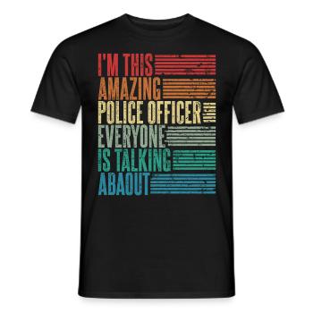 Vintage Policier Policier Cadeau Rétro - T-shirt homme - noir - Devant - AI Model Male 178 light (178cm)