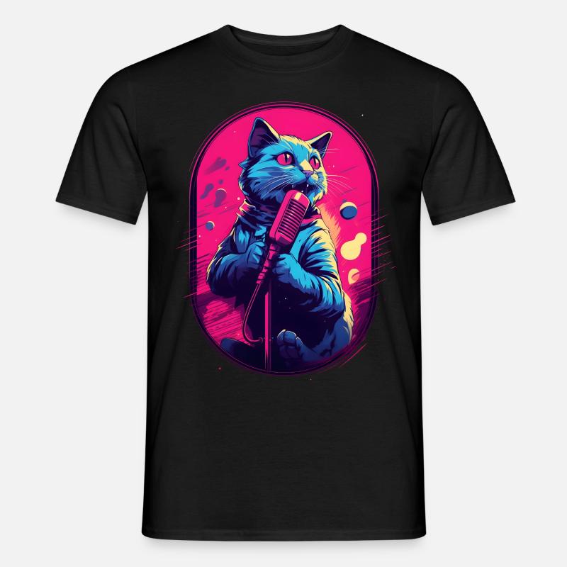 Microphone de chat chantant - T-shirt homme - noir