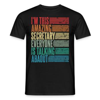 Vintage Secrétaire Secrétaire Cadeau Rétro - T-shirt homme - noir - Devant - AI Model Male 178 light (178cm)