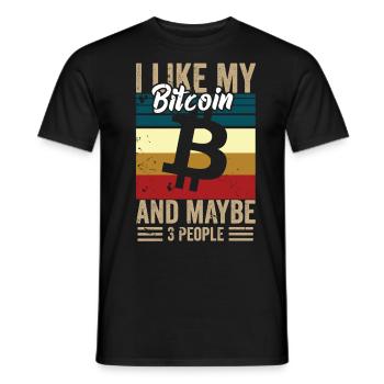 I like my Bitcoin and maybe 3 people - Männer T-Shirt - Schwarz - Vorne - AI Model Male 178 light (178cm)