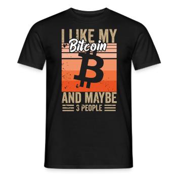 J’aime mon Bitcoin et peut-être 3 personnes - T-shirt homme - noir - Devant - AI Model Male 178 light (178cm)