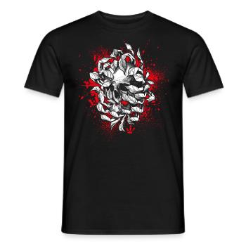 Schädel & Chrysantheme - Männer T-Shirt - Schwarz - Vorne - AI Model Male 178 light (178cm)