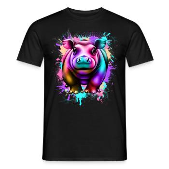 Nilpferd - Männer T-Shirt - Schwarz - Vorne - AI Model Male 178 light (178cm)