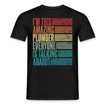 Vintage Plumber Plumber Gift Retro - Men's T-Shirt - black - Front - AI Model Male 178 light (178cm)