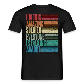 Vintage Soldat Soldat Cadeau Rétro - T-shirt homme - noir - Devant - AI Model Male 178 light (178cm)