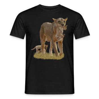 Lionne avec lionceaux - Grand félin - Chat -Afrique - T-shirt homme - noir - Devant - AI Model Male 178 light (178cm)