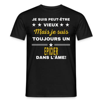 Je suis peut-être vieux EPICIER - T-shirt homme - noir - Devant - AI Model Male 178 light (178cm)