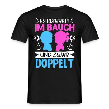 Werdende Mama 2024 Es krabbelt im Bauch doppelt - Männer T-Shirt - Schwarz - Vorne - AI Model Male 178 light (178cm)