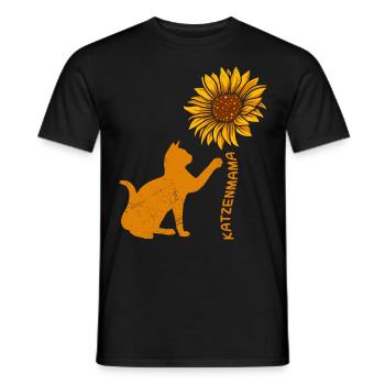 Katzenmama Sonnenblumen Katzenliebhaberin - Männer T-Shirt - Schwarz - Vorne - AI Model Male 178 light (178cm)