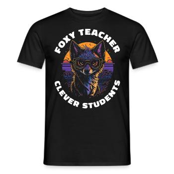 Foxy Teacher Clever Students Lehrer Geschenk Fuchs - Männer T-Shirt - Schwarz - Vorne - AI Model Male 178 light (178cm)
