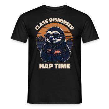 Sloth Retro Teacher Class Dismissed Nap - Men's T-Shirt - black - Front - AI Model Male 178 light (178cm)