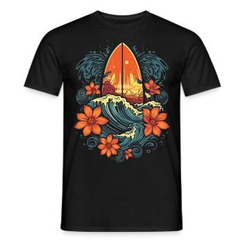 Surf Vibes: Vintage Retro Surfing Illustration - Men's T-Shirt - black - Front - AI Model Male 178 light (178cm)