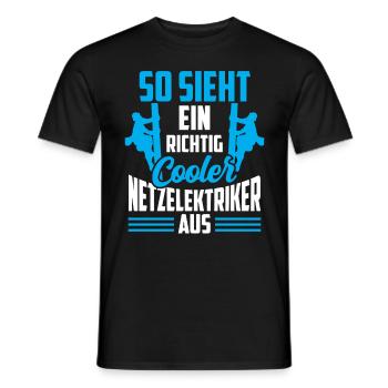 So sieht ein cooler Netzelektriker aus - Männer T-Shirt - Schwarz - Vorne - AI Model Male 178 light (178cm)
