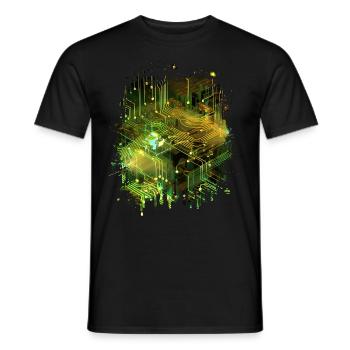 Art abstrait : carte mère de flux de données numériques - T-shirt homme - noir - Devant - AI Model Male 178 light (178cm)
