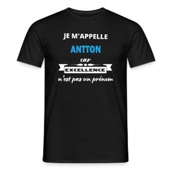 Je m'appelle excellence Antton - T-shirt homme - noir - Devant - AI Model Male 178 light (178cm)