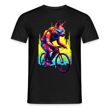 Dog on bike / road bike, by NeonCat - Men's T-Shirt - black - Front - AI Model Male 178 light (178cm)