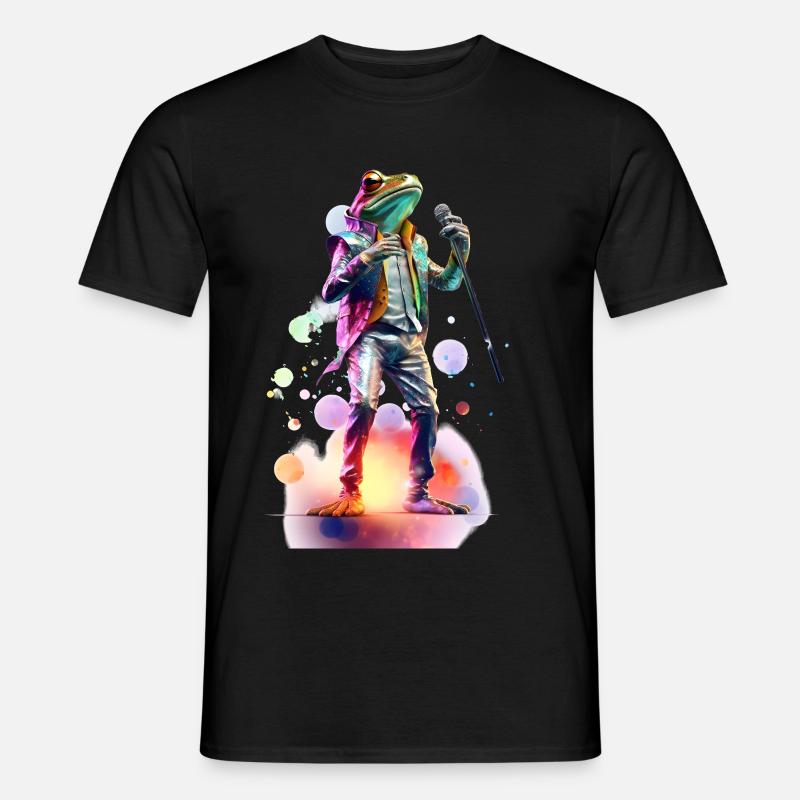 Singender Frosch Schlager, by NeonCat - Männer T-Shirt - Schwarz
