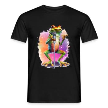 Singing Frog Pop, par NeonCat - T-shirt homme - noir - Devant - AI Model Male 178 light (178cm)