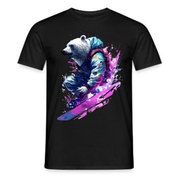 Ours polaire en snowboard - T-shirt homme - noir - Devant - AI Model Male 178 light (178cm)
