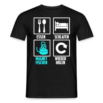Essen Schlafen Magnetfischen Wiederholen - Männer T-Shirt - Schwarz - Vorne - AI Model Male 178 light (178cm)