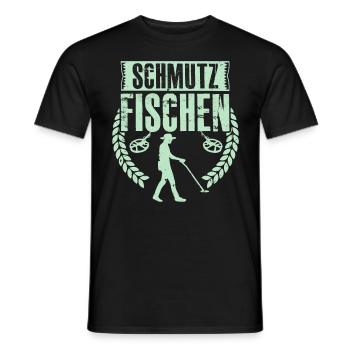 Schmutz Fischen Sondengänger mit Detektor - Männer T-Shirt - Schwarz - Vorne - AI Model Male 178 light (178cm)