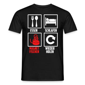 Essen Schlafen Magnetfischen Wiederholen - Männer T-Shirt - Schwarz - Vorne - AI Model Male 178 light (178cm)