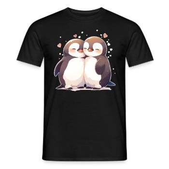 Pinguin Herz Liebe Süß Umarmung Pinguinliebe - Männer T-Shirt - Schwarz - Vorne - AI Model Male 178 light (178cm)