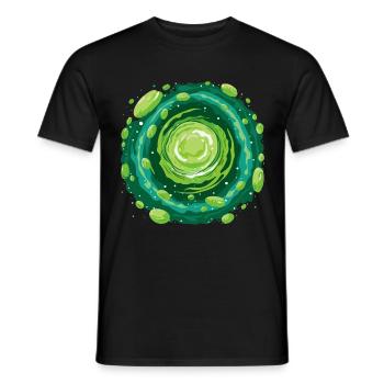 Cooles Grünes Sci-Fi Cartoon Portal für Zeitreisen - Männer T-Shirt - Schwarz - Vorne - AI Model Male 178 light (178cm)