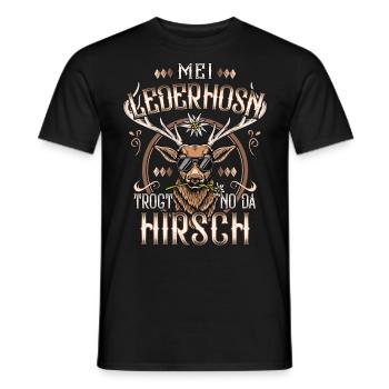 Trachtenshirt Herren Trachten T-Shirt Lederhose - Männer T-Shirt - Schwarz - Vorne - AI Model Male 178 light (178cm)