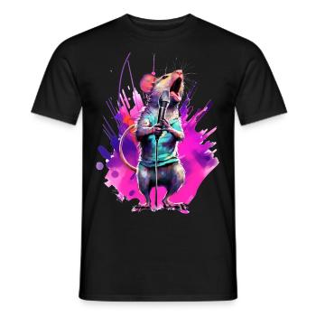 Singende Maus mit Mikrofon - Männer T-Shirt - Schwarz - Vorne - AI Model Male 178 light (178cm)