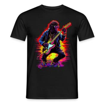 Guitar playing monkey - Men's T-Shirt - black - Front - AI Model Male 178 light (178cm)