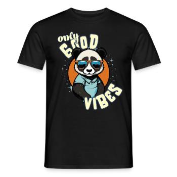 Only Good Vibes: Good Life Panda mit Sonnenbrille - Männer T-Shirt - Schwarz - Vorne - AI Model Male 178 light (178cm)