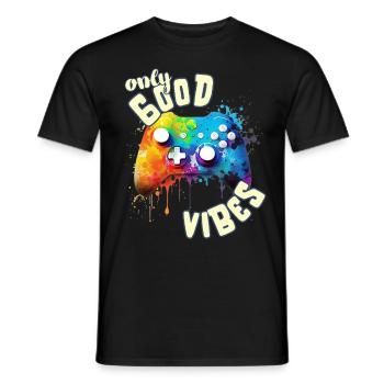Only Good Vibes: Good Life Cool Gaming Controller - Männer T-Shirt - Schwarz - Vorne - AI Model Male 178 light (178cm)
