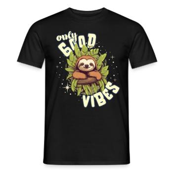 Only Good Vibes: Good Life Süßes Cartoon Faultier - Männer T-Shirt - Schwarz - Vorne - AI Model Male 178 light (178cm)