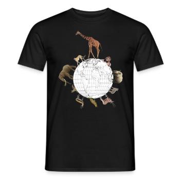 World with the animals in Africa Wild animals - big cat - Men's T-Shirt - black - Front - AI Model Male 178 light (178cm)