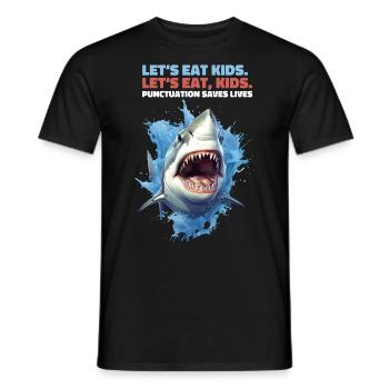 Permet de manger des enfants Grammaire Virgule Réglage Cadeau de requin - T-shirt homme - noir - Devant - AI Model Male 178 light (178cm)
