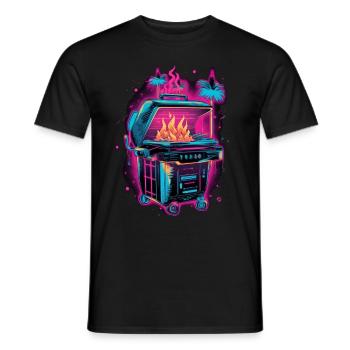 Vaporwave Grill Synthwave Grillen Geschenk Retro - Männer T-Shirt - Schwarz - Vorne - AI Model Male 178 light (178cm)