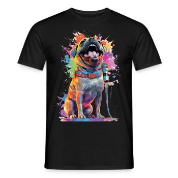 Singing dog with microphone - Men's T-Shirt - black - Front - AI Model Male 178 light (178cm)