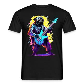 Bass playing dog - Men's T-Shirt - black - Front - AI Model Male 178 light (178cm)